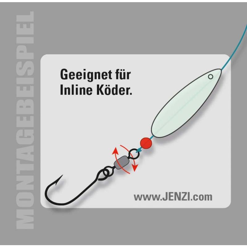 Jenzi single hook with swivel, 5pcs G.1/0