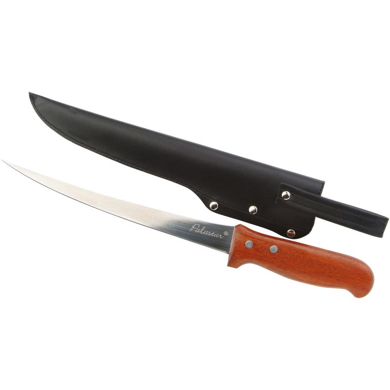Paladin filleting knife natural wood with leather sheath 15,5cm