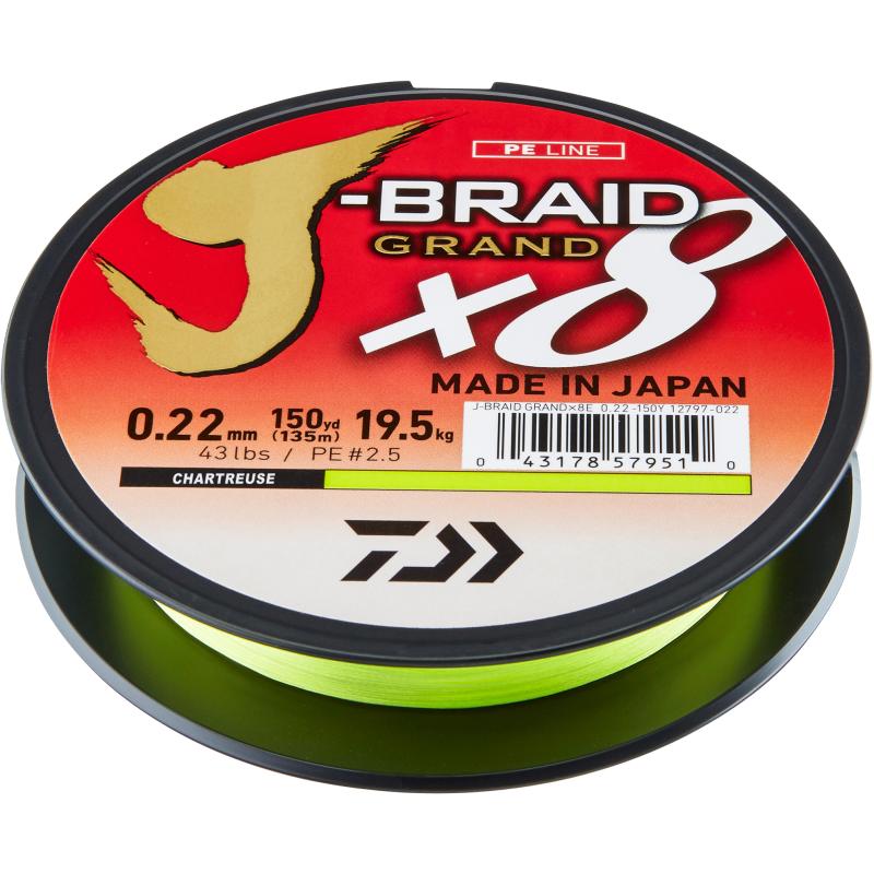 Fluorocarbon Schnur Jaxon CRIUS X8 FLUO Geflochtene Angelschnur  150m,  Gelb, Dyneema, Fr Raubfisch (Hecht, Zander, Forelle)