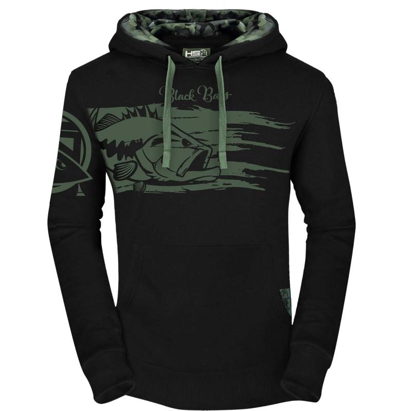 Hotspot Design Hoodie Black Bass with camo detail - Size XL