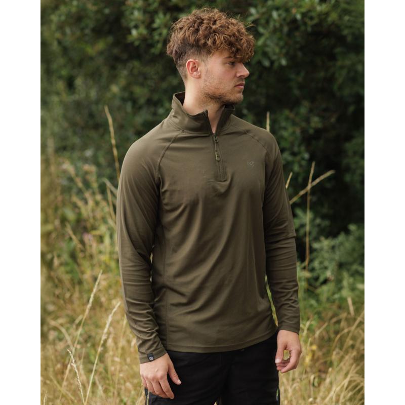 Korda Kool UPF Zip Jersey Donker Olijfgroen L