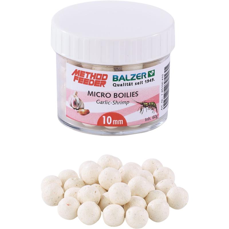 Balzer Method Feeder Boilies 10mm weiss-Knoblauch-Shrimp 60g