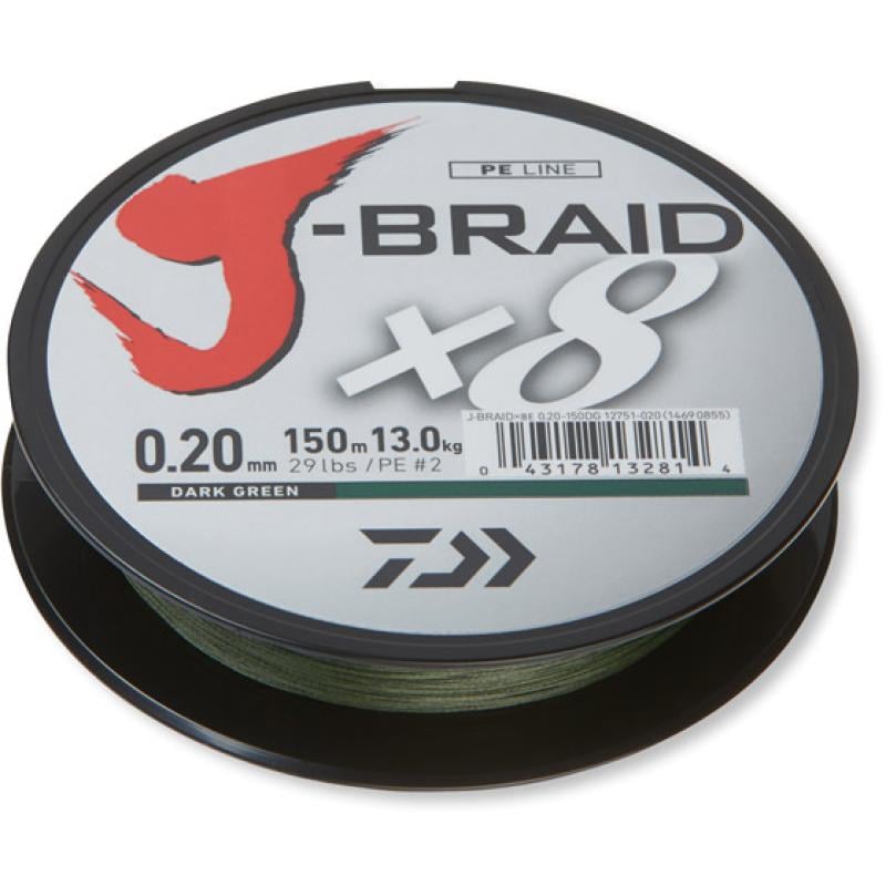 Daiwa J-Braid X8 donkergroen 0.22mm 17kg 300m
