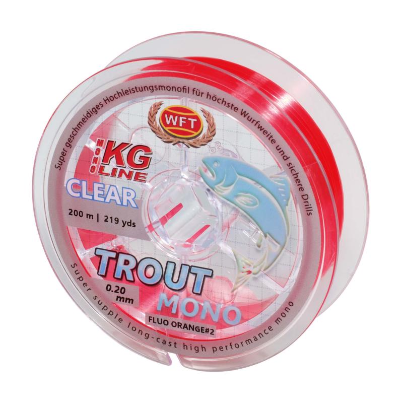 WFT Trout Mono helder oranje 200m 0,20 parallelle wikkeling