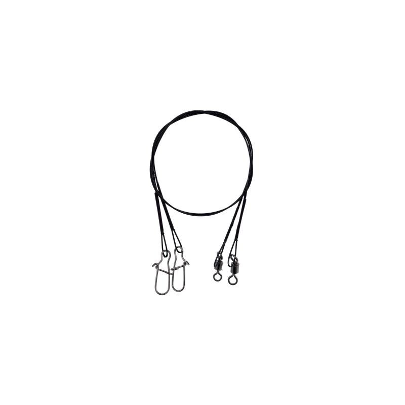 Mikado steel leader - with swivel and safety snap 25cm/10Kg - 2 pieces.
