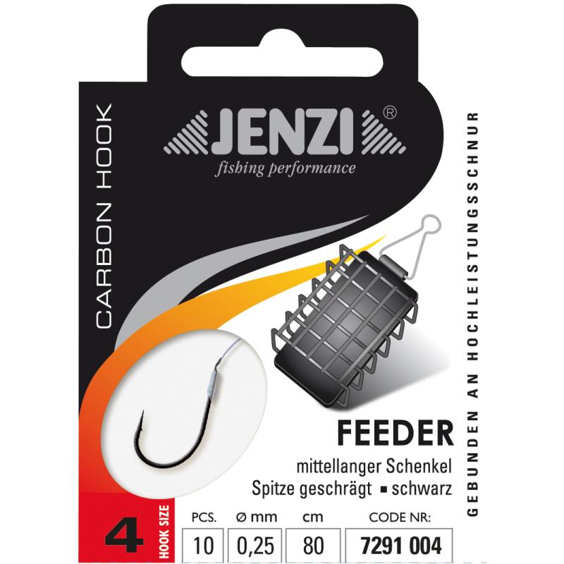 JENZI Feederhaken Gebunden Größe 4 0,25mm 80cm