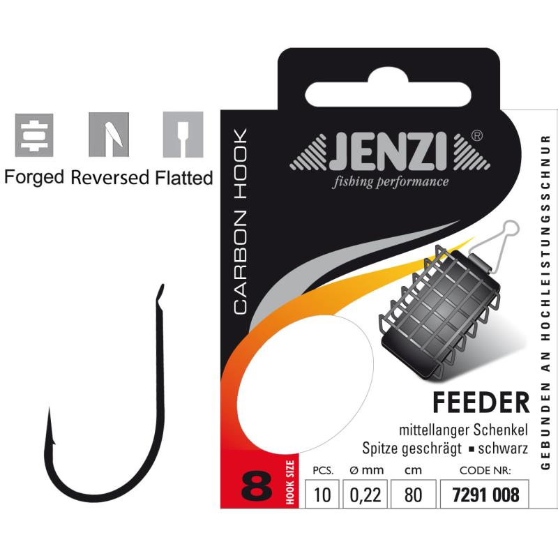 JENZI Feederhaken Gebunden Größe 8 0,22mm 80cm