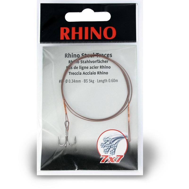 # 8 Rhino stalen onderlijn 7x7 5kg 0,34mm 1 stuk 0,6m