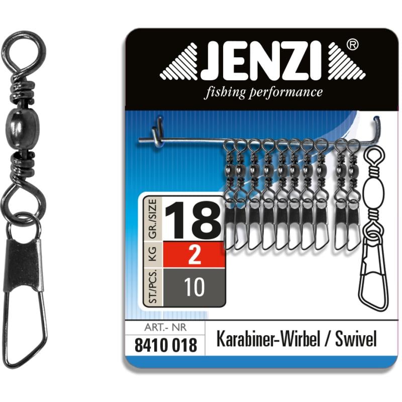 JENZI karabijnhaak in zwart nikkel maat 18 tot 2 kg