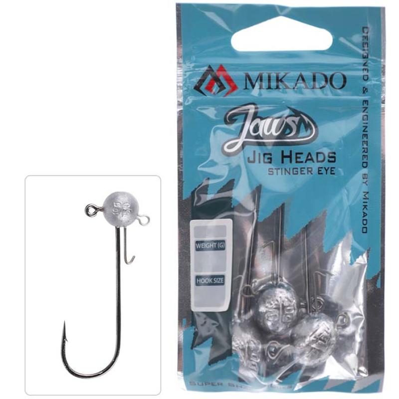 Mikado Jig Head - Jaws Stinger Eye 10G-8/0 Bn - 3 Stck.