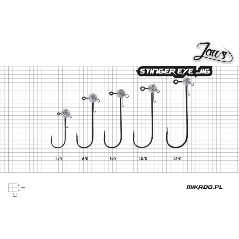 Mikado Jig Head - Jaws Stinger Eye 10G-8/0 Bn - 3 Stck.