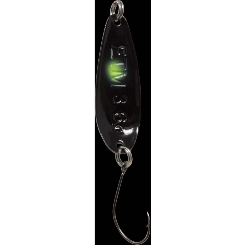 Fishing Tackle Max Spoon Wheel 3,6gr. schwarz-wei&szlig;/schwarz gr&uuml;ner Punkt