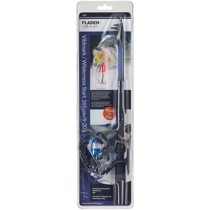FLADEN Combo Start Vildmark Rolle 415 mit Schnur Telerute 165cm Spinner