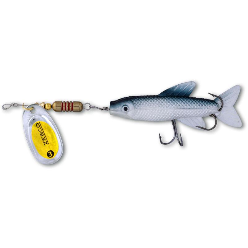 Zebco 11g Trophy Z-Spin Minnow #3 silber/holo gold foil +  soft bait