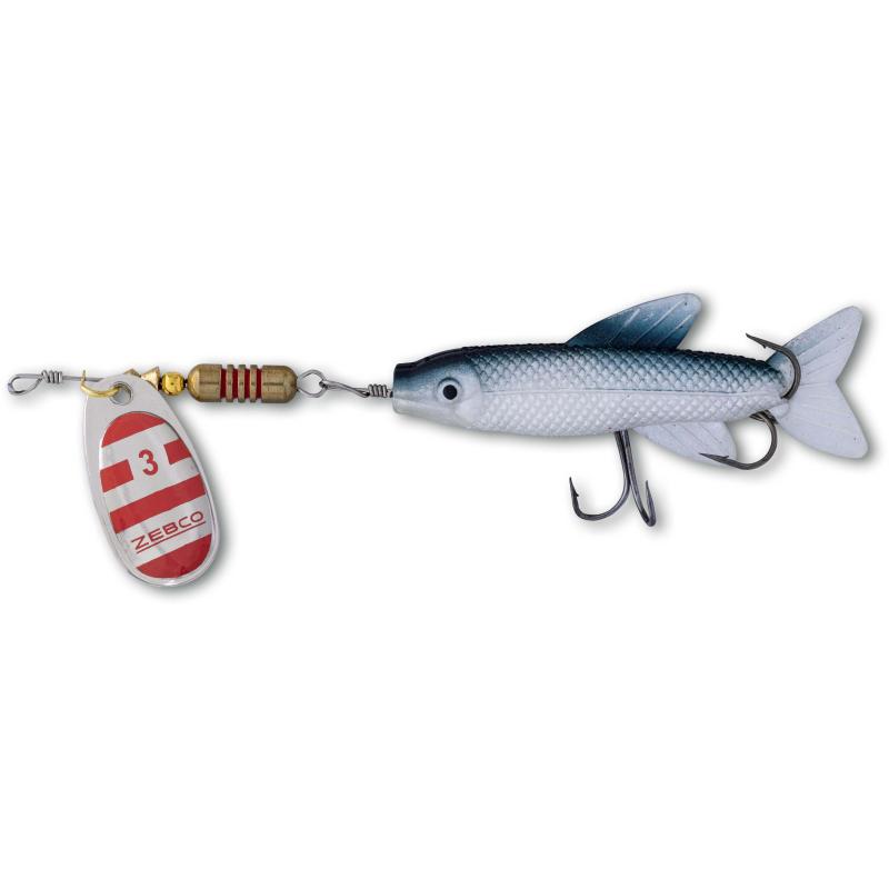 Zebco 11g Trophy Z-Spin Minnow #3 silber/red stripes + soft bait sinkend