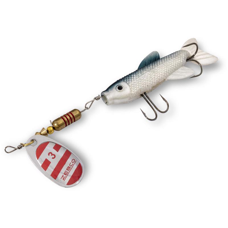 Zebco 11g Trophy Z-Spin Minnow #3 silber/red stripes + soft bait sinkend
