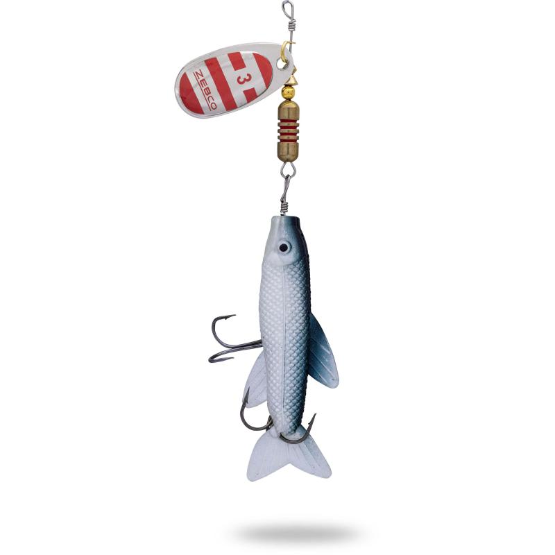 Zebco 11g Trophy Z-Spin Minnow #3 silber/red stripes + soft bait sinkend