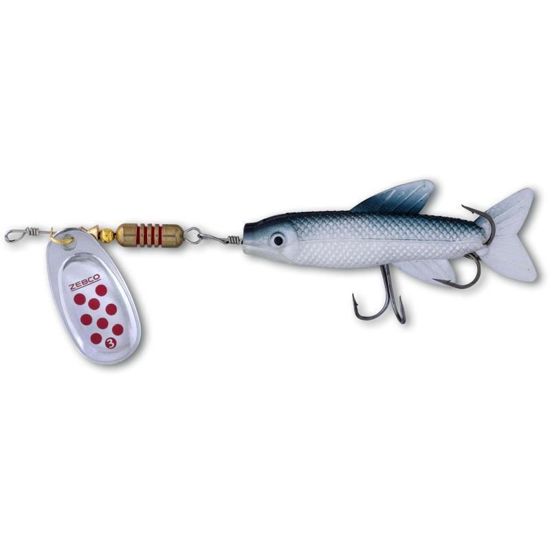 Zebco 18g Trophy Z-Spin Minnow No. 5 silber/red dots + soft bait sinkend
