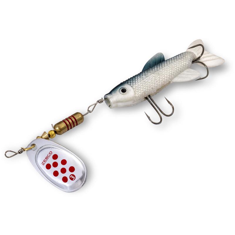 Zebco 18g Trophy Z-Spin Minnow No. 5 silber/red dots + soft bait sinkend