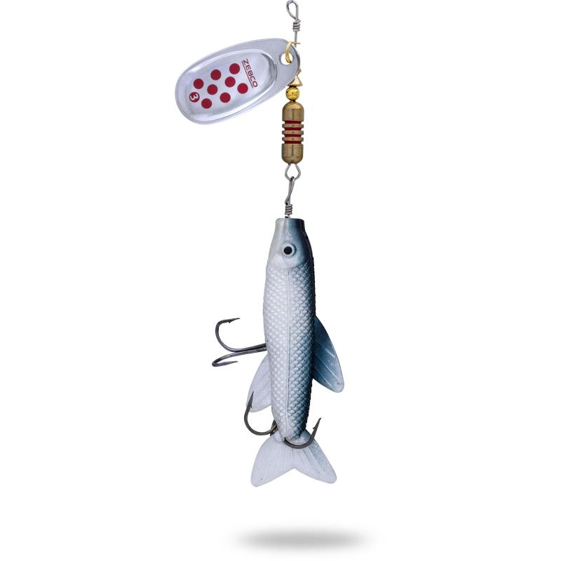 Zebco 18g Trophy Z-Spin Minnow No. 5 silber/red dots + soft bait sinkend