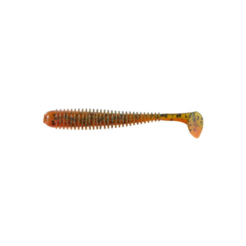 Balzer Shirasu Street Worm Paddler mit Squidaroma 7,5cm Green Pumpkin Amber Red