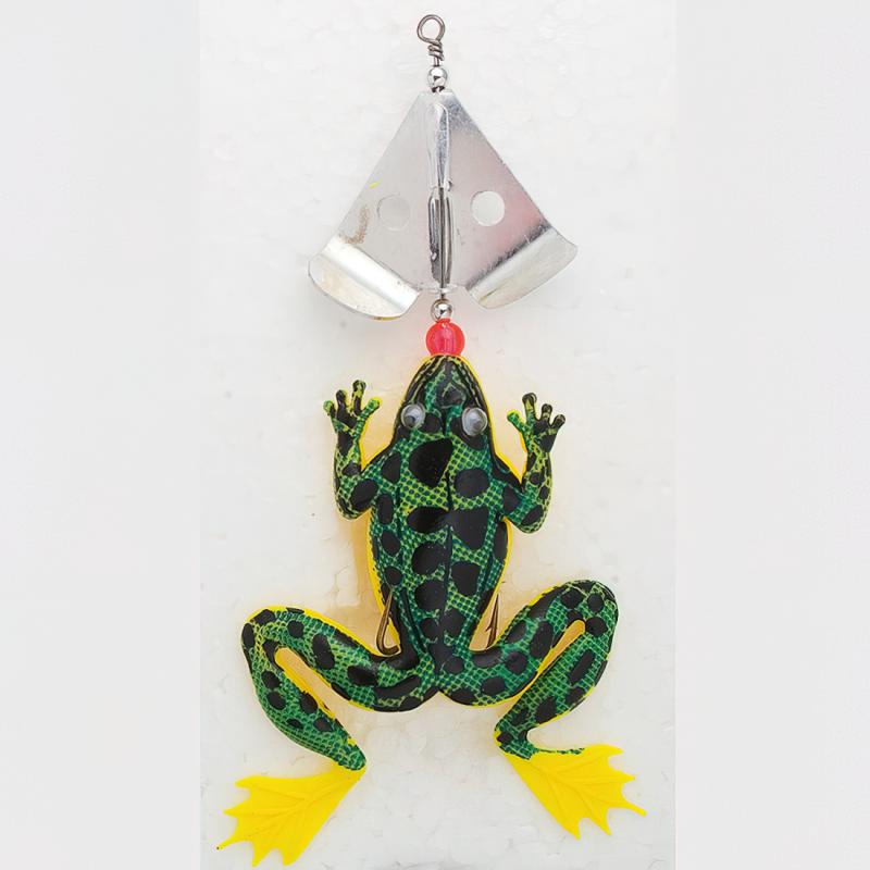 FLADEN Frosch mit Spinnerblatt 13cm 8g Chartreuse/schwarz