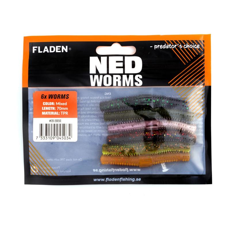 Produktbild Fladen NED worm 6p 7cm assorted