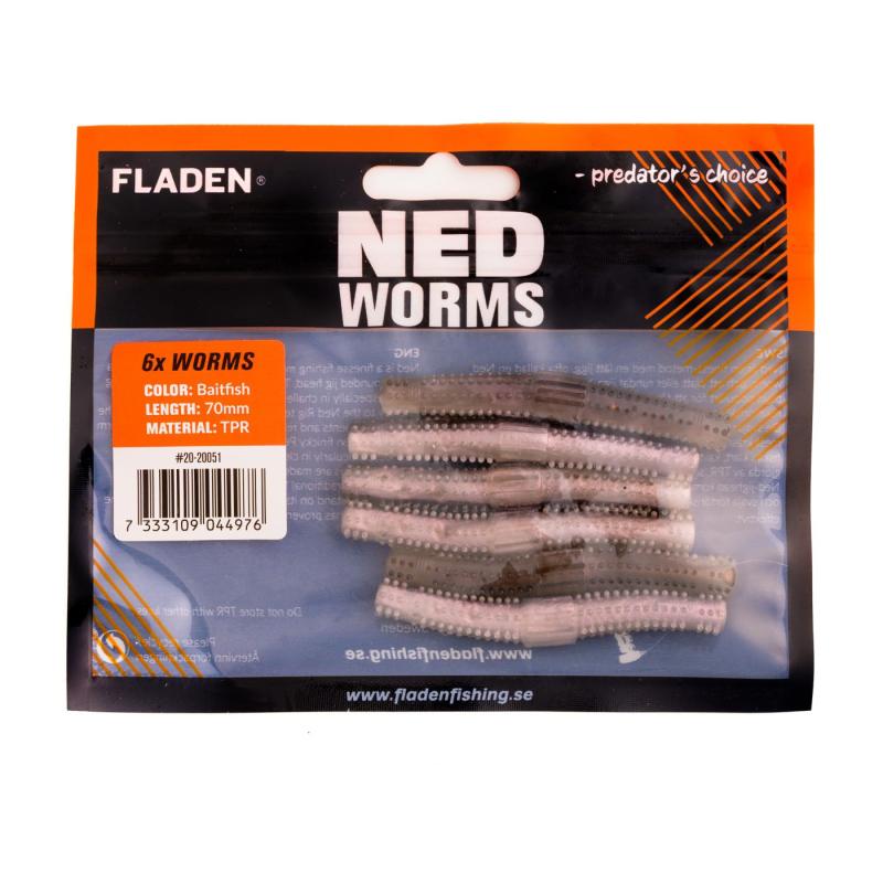 Produktbild Fladen NED worm 6p 7cm Baitfish