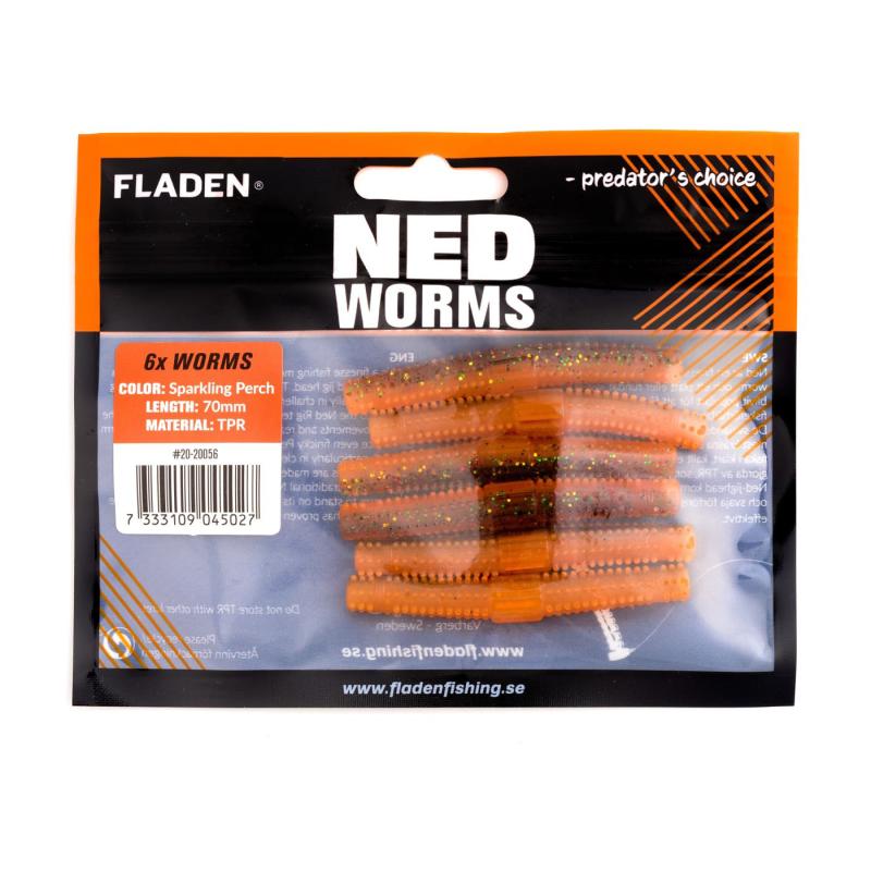 Produktbild Fladen NED worm 6p 7cm Sparklingperch
