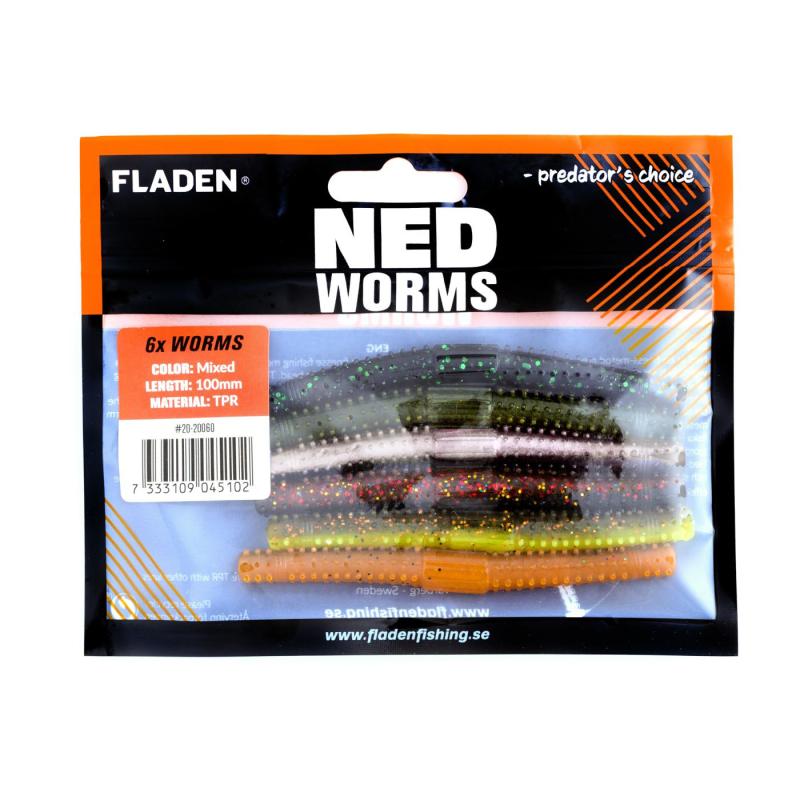 Fladen NED worm 6p 10cm assorted