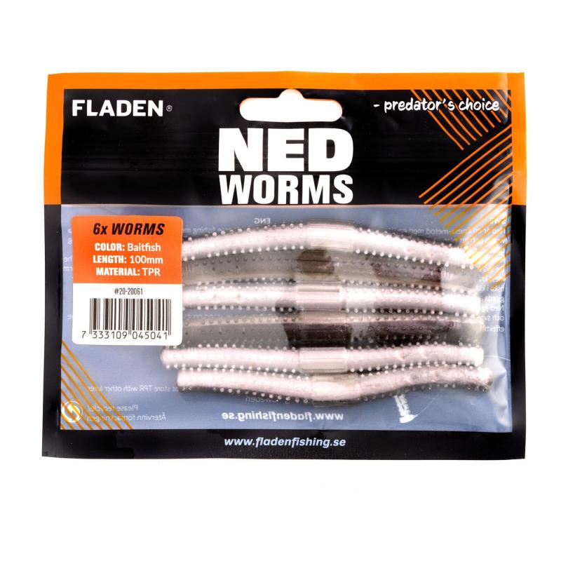 Produktbild Fladen NED worm 6p 10cmBaitfish