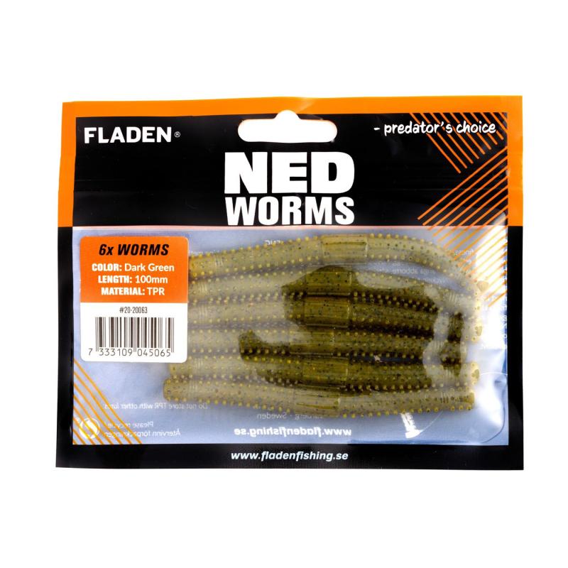 Produktbild Fladen NED worm 6p 10cmDarkgreen
