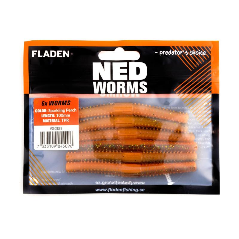 Produktbild Fladen NED worm 6p 10cmSparklingperch