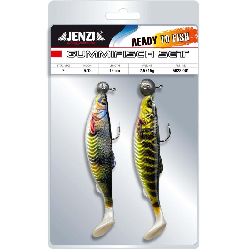 Jenzi Gum.FishSet 2St 12cm 7,5+15g Perch Pike