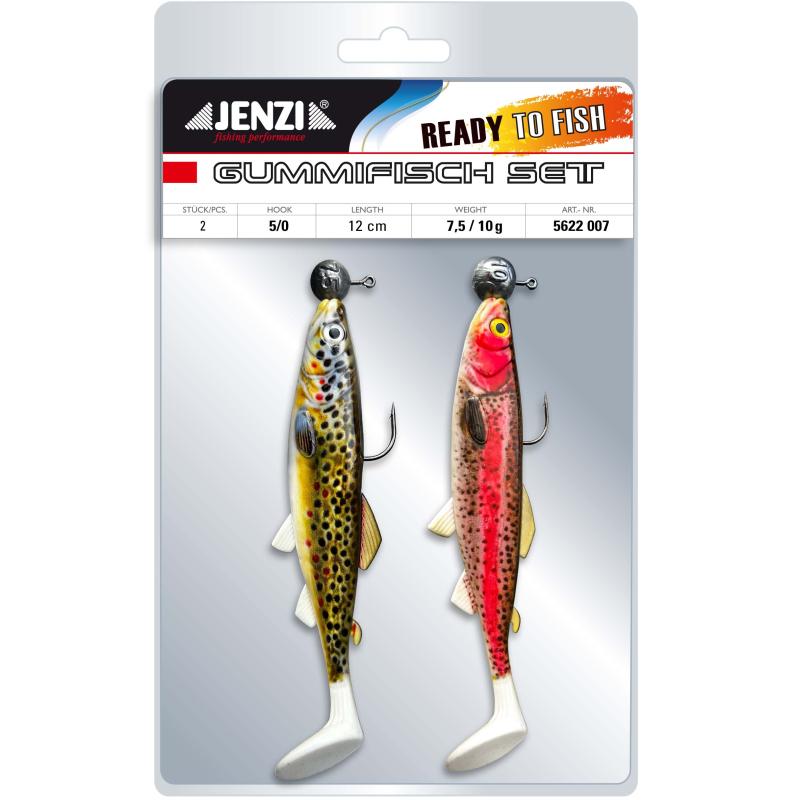 Jenzi Gum.FishSet 2St 12cm 7,5+10gBrwTr+Trout