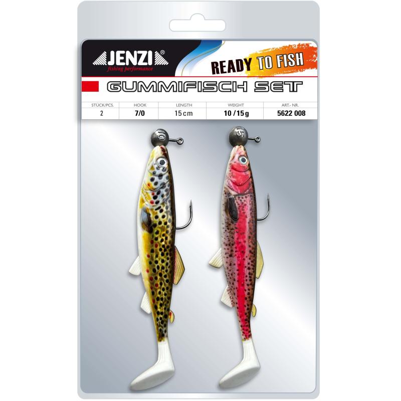 Produktbild Jenzi Gum.FishSet 2St 15cm 10+15gBrwTr+Trout