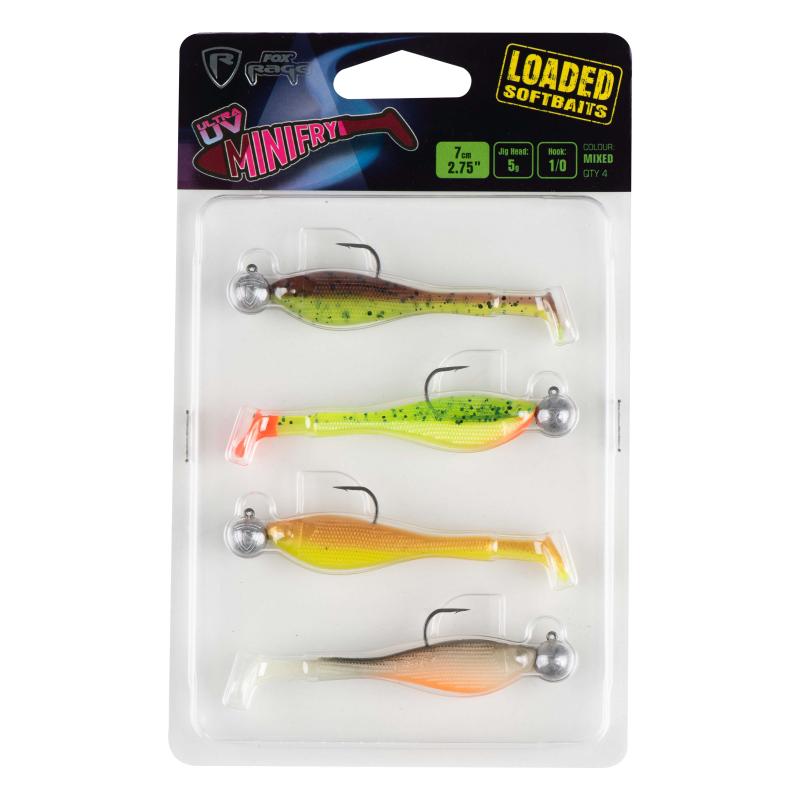 FOX RAGE Mini Fry x 4 Mixed UV Colour Pack LOADED 5g 1/0 head