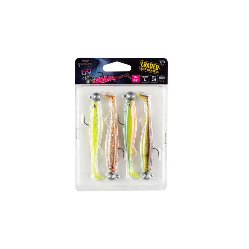 FOX RAGE Slick Shad 11cm x4 Mixed UV Colour Pack LOADED 10g 3/0 head
