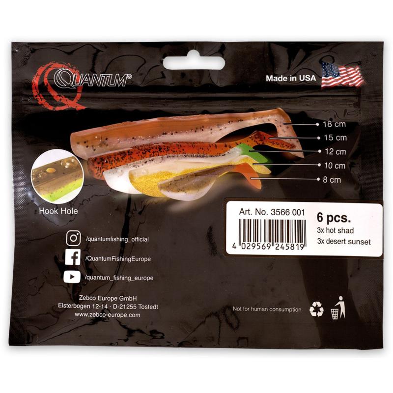 8cm Q-Paddler Power Packs UV 3x hot shad 3x desert sunset Krill