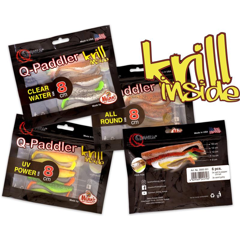 8cm Q-Paddler Power Packs UV 3x hot shad 3x desert sunset Krill