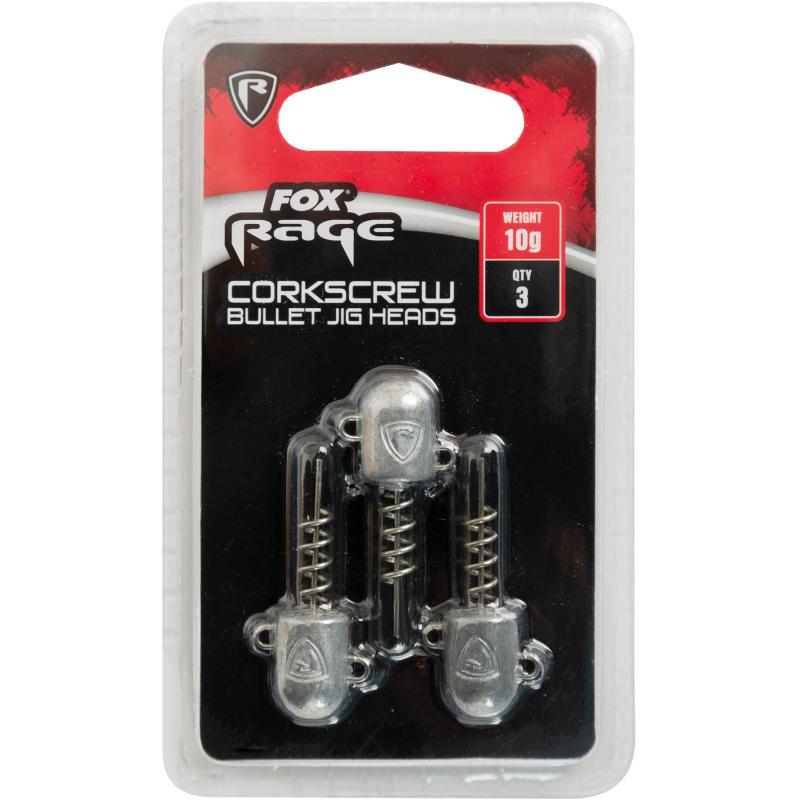 Fox Rage Corkscrew bullet jig heads 10g x 3pc