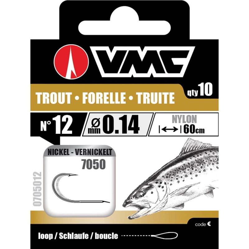 VMC Forellenhaken Nickel 60cm Nylon 0.14 H10