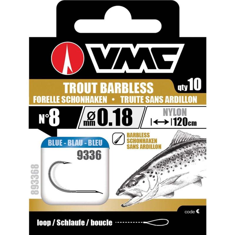 VMC Forellenhaken Barbless 120cm Nylon 0.20 H6