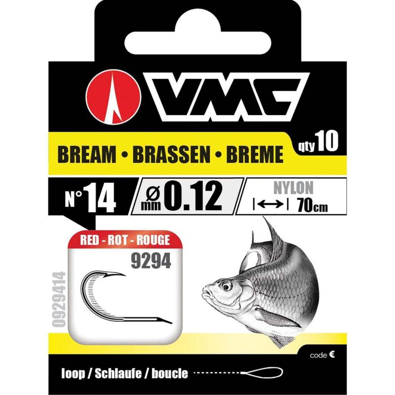 VMC Brassenhaken rot 70cm Nylon 0.12 H14