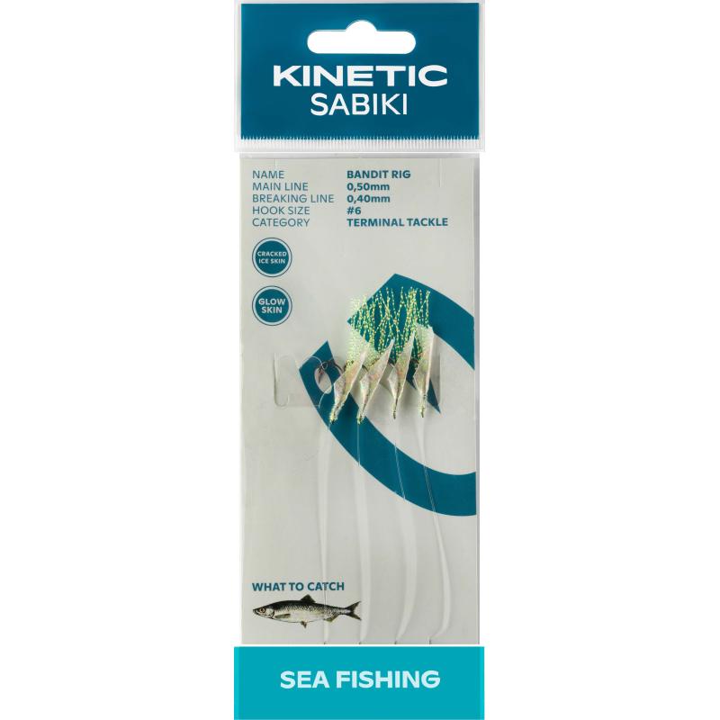 Kinetic Sabiki Bandit #6 Cracked Ice Skin/ Chartruse Flash