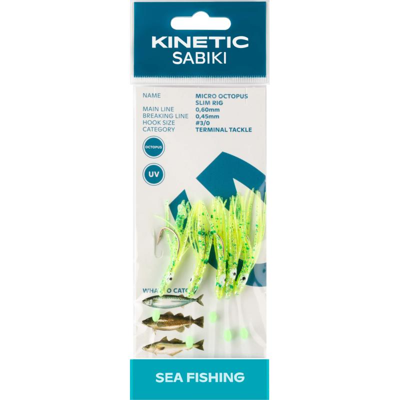 Kinetic Sabiki Micro Octopus Slim #3/0 Yellow UV