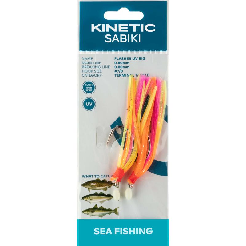 Kinetic Sabiki Flasher UV #7/0 Orange/Yellow/ Pink