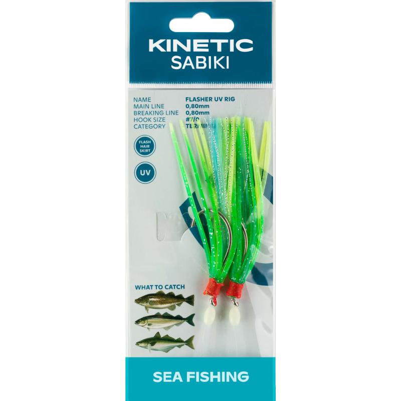 Kinetic Sabiki Flasher UV #7/0 Green/Yellow/ Blue