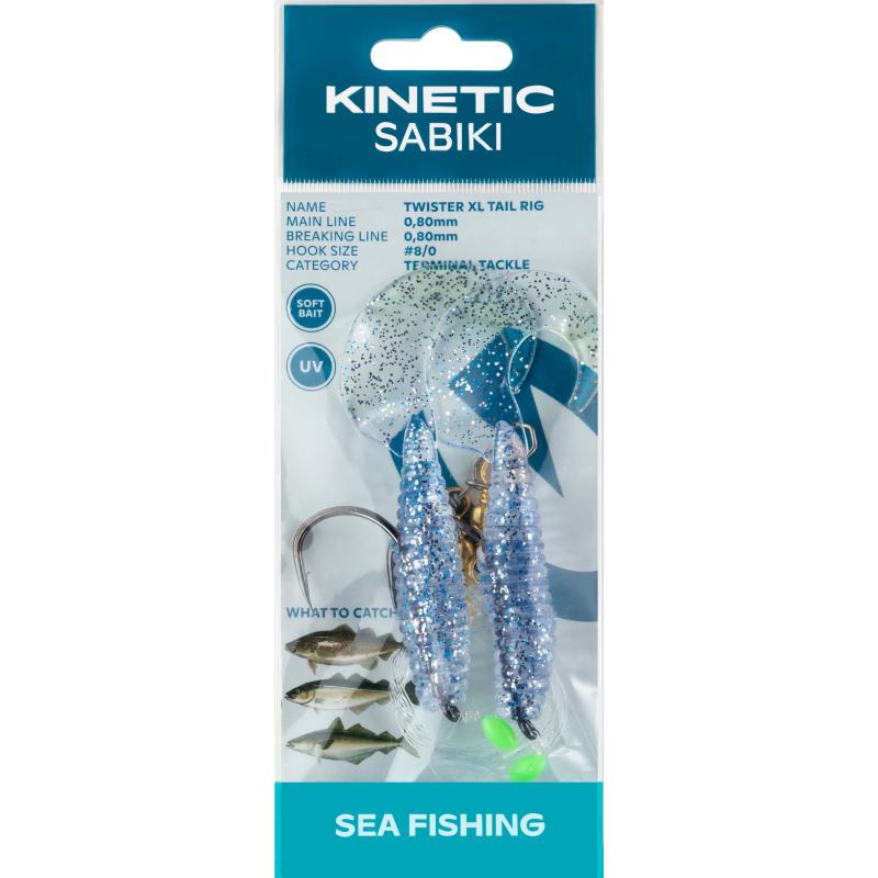 Kinetic Sabiki Twister XL Tail #8/0 Blue/ Silver