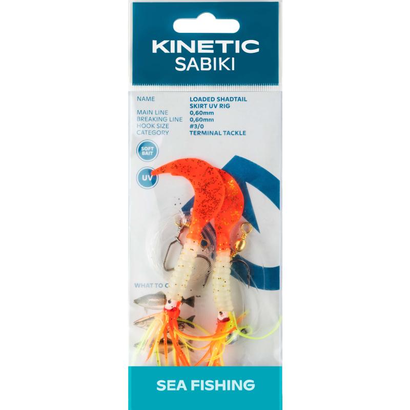 Kinetic Sabiki Loaded Shadtail Skirt UV #3/0 Yellow/Glitter